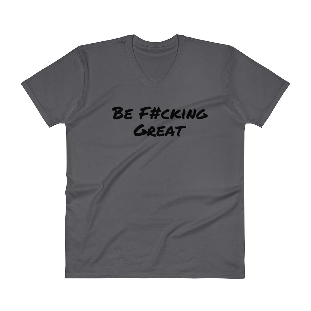 Mens Charcoal Hashtag V-Neck Tee