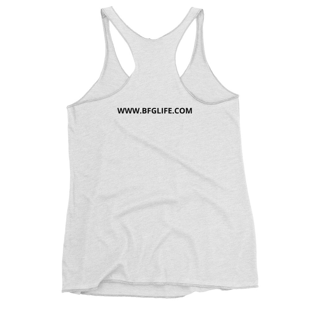 Women's White Gym Original Logo  Racerback Tank-Top