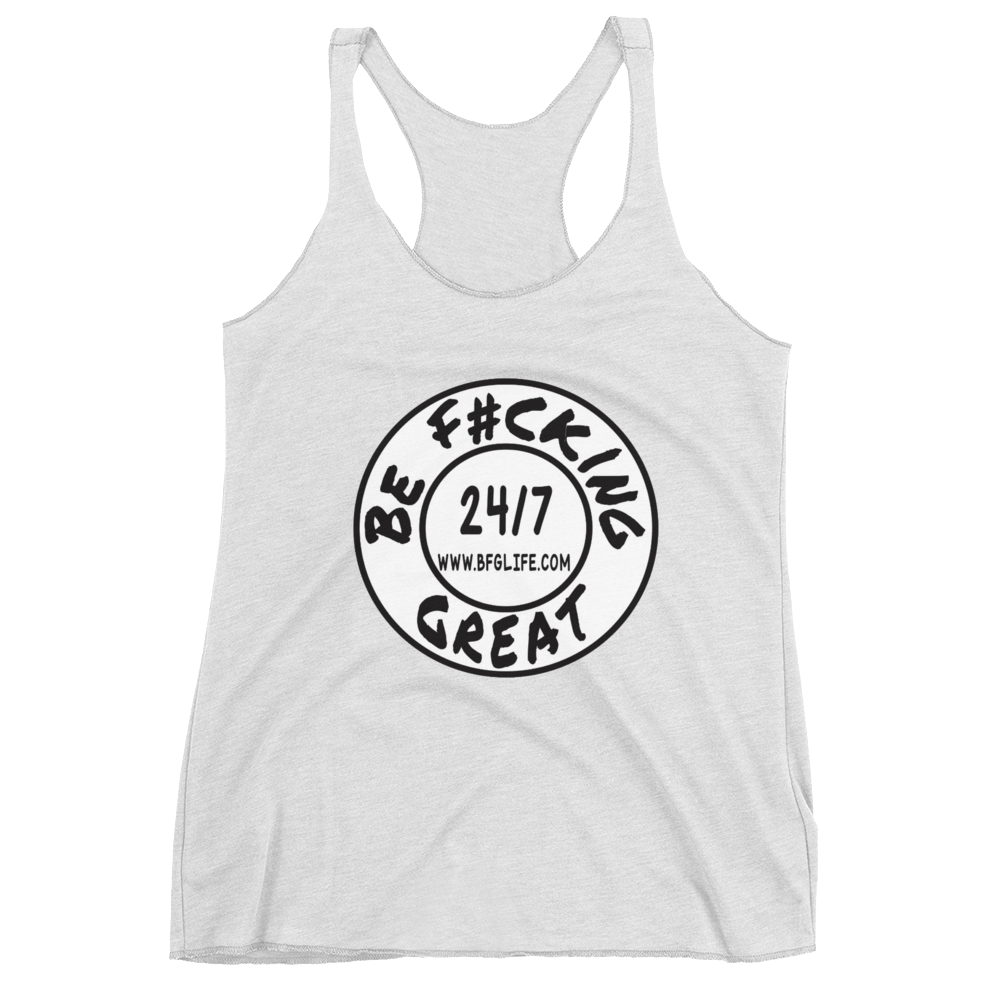 Women's White Gym Original Logo  Racerback Tank-Top