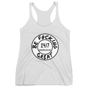 Women's White Gym Original Logo  Racerback Tank-Top